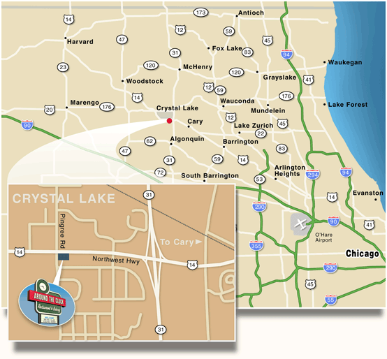 Map to Around The Clock Restaurant